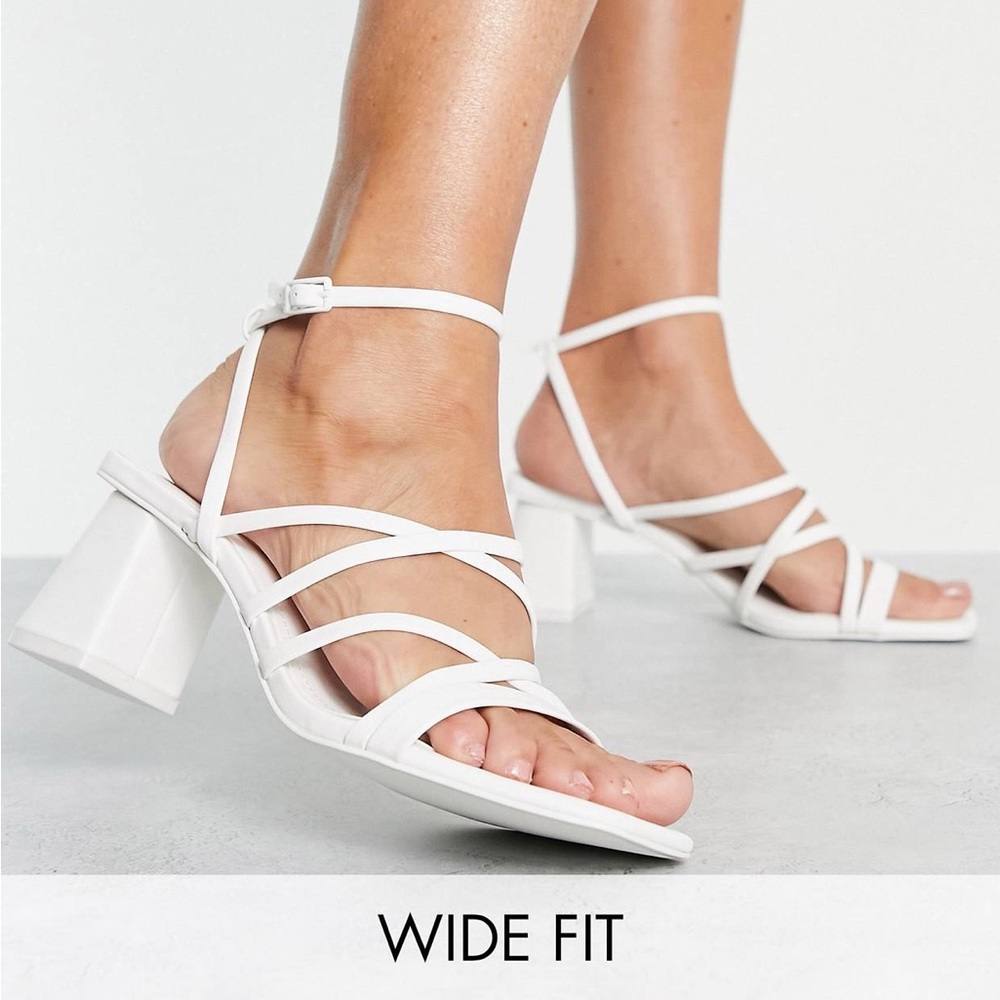 Asos Strappy Mid Block Sandals (Wide)